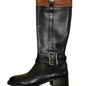 INC International Concepts Black and Cognac Leather Boots Sz 5